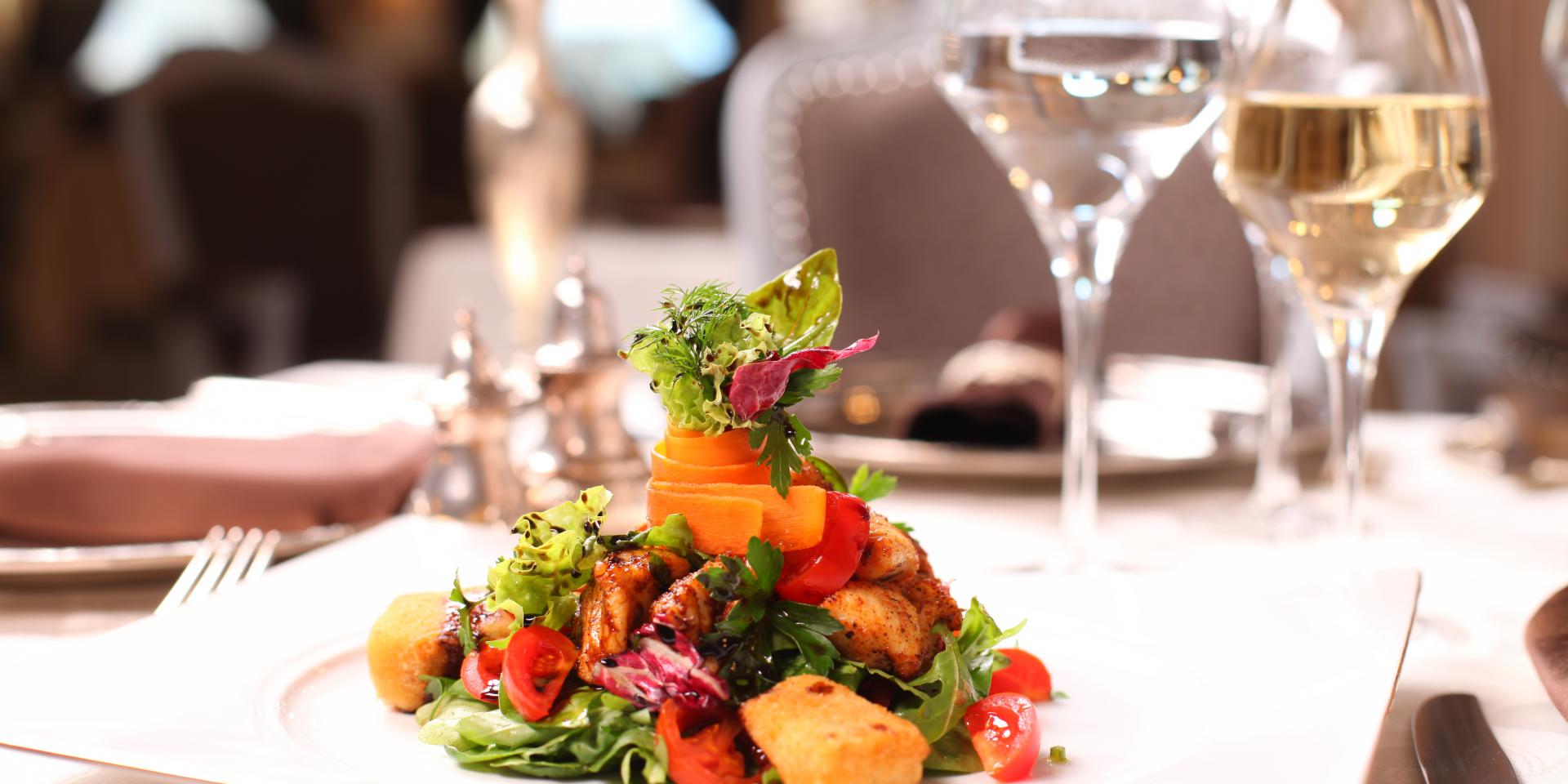 Fine dining - vegetable salad with parmesan