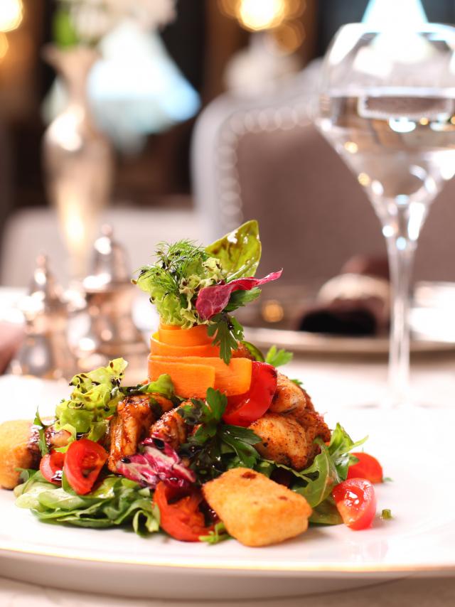 Fine dining - vegetable salad with parmesan